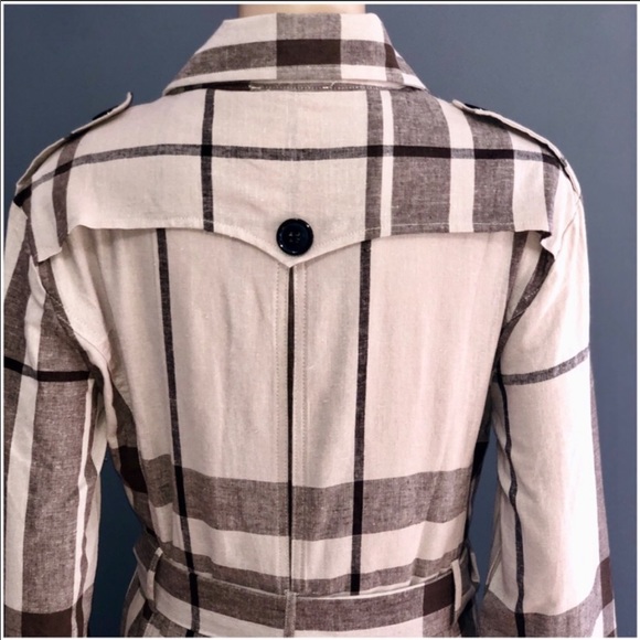 "Jen" Plaid Trenchcoat with Belt - Picture 3 of 5